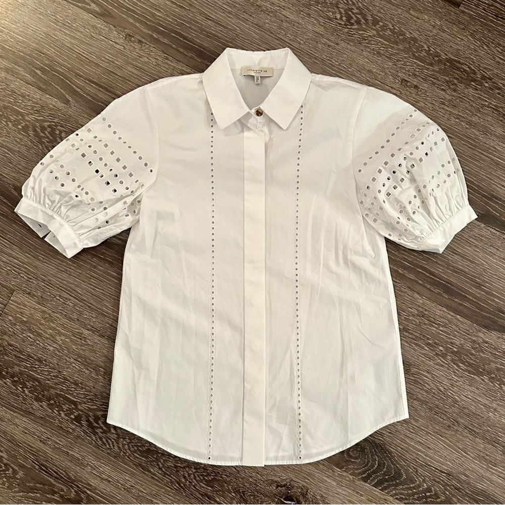 Lafayette 148 Cowan Shirt In Italian Sculpted Kindcotton